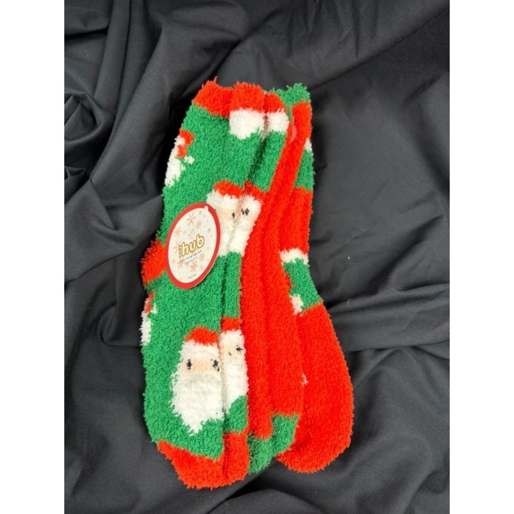 Cozy Hub Women's Holiday Cozy Socks Santa Christmas Fuzzy Size 9-11 NWT